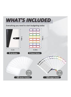 Y&D Budget Binder Cash Envelopes Money Organizer A6 Stitching PU Leather with Zipper Sheets, 12pcs for Saving  - Image 3
