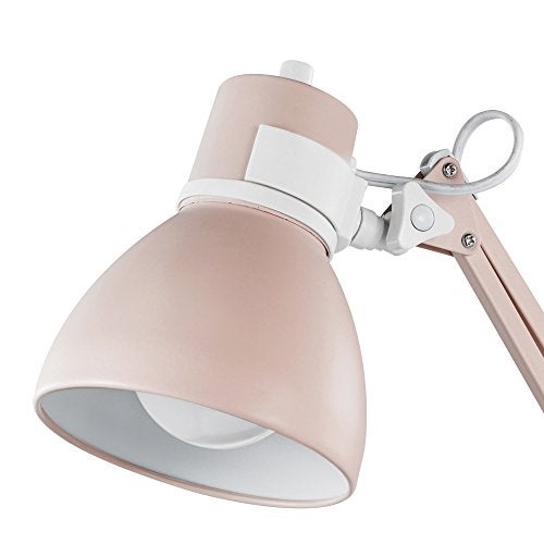 GLOBE Electric 52028 28" Swing Arm Architect Desk Lamp, Matte Rose Finish, White Accents, Rotary Switch on Shade, Partially Adjustable Arm, Modern Lighting for Bedroom or Office, E26 Base - Image 2
