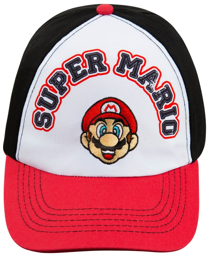 Nintendo Super Mario Men's Baseball Cap Hat - Adjustable Snap Closure - 100% Cotton Red-Black Adult Size - Image 2