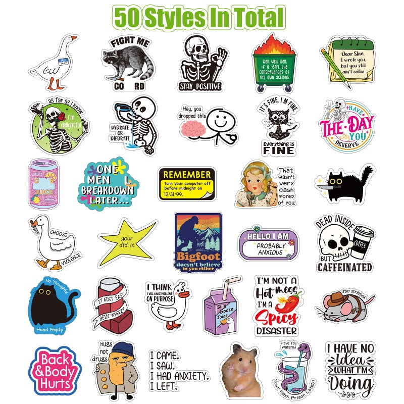 Chivertion 400 Pcs Funny Stickers for Adults Waterproof Vinyl Sarcastic Stickers Meme Decals for Water Bottles, Laptop, Phone, Hard Hats, Journal, Scrapbook - Image 3
