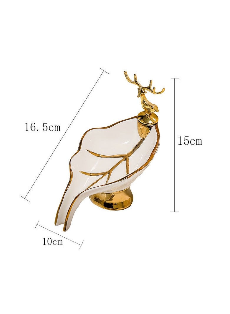 Arabest صندوق صابون، ملحقات الحمام، صندوق صابون سيراميك فاخر خفيف، صندوق صابون أسفلت، رف تخزين، صينية صابون منزلية (بيضاء) - Image 2