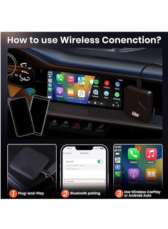 محول لاسلكي 2 في 1 لـ CarPlay وAndroid Auto – تحويل أنظمة السيارات السلكية إلى لاسلكية لهواتف iPhone وAndroid - Image 2