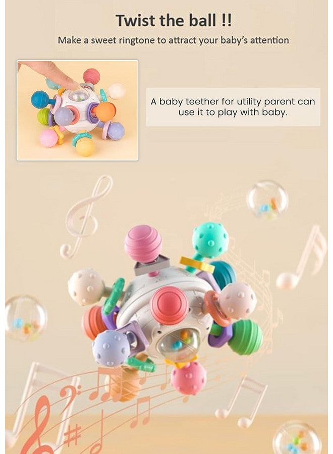 StarAndDaisy Teether Teething Toys For Baby 6-12 Months Kids, Soft Silicone & Bpa Free (Mball-Grey-Multicolor) - Image 2