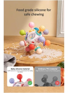 StarAndDaisy Teether Teething Toys For Baby 6-12 Months Kids, Soft Silicone & Bpa Free (Mball-Grey-Multicolor)  - Image 4