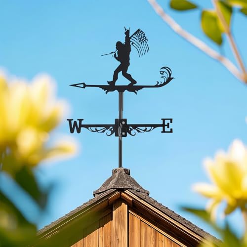 VZVXCC Metal Weather vanes, Black Metal Wind Direction Indicator Garden Decoration for Garden Farmhouse Chicken Coop Shed Outdoor Wind Measuring Tool Wind Direction Weathervanes(Bigfoot) - Image 2