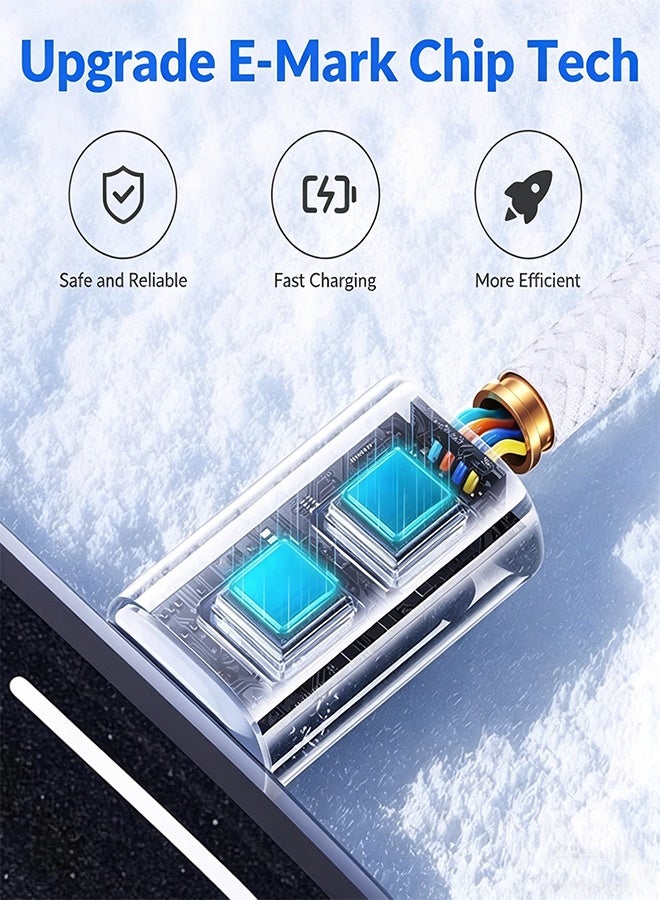 Digipace USB-C to USB-C Cable 2M, 30W PD Fast Charging Braided Cable for Phone, Tablet & Laptop(White) - Image 3