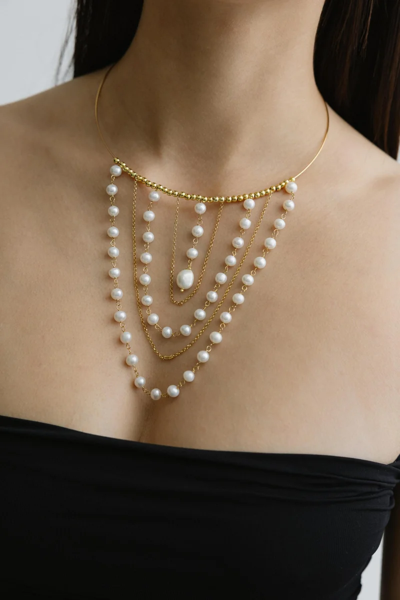 Guendalina Silver Yellow Gold Plated Necklace with Semi Precious Stone