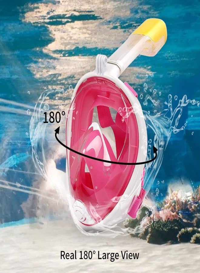 olpad Full Face Snorkel Mask with Dual Anti-Fog, Safe Dry Breathing System, 180° HD Panoramic View, Super Anti-Leak, Detachable Snorkel Set with Camera Mount, Snorkeling Gear for Adults(S/M)(Pink) - Image 5