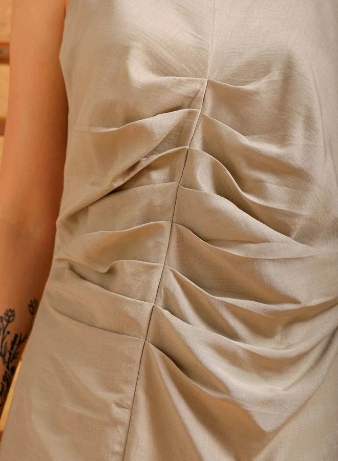 Freehand  Women Fit and Flared Solid V-Neck Sleeveless Slip Dress for Women | Best Price UAE