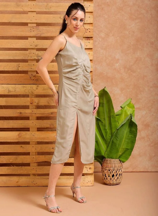 Freehand  Women Fit and Flared Solid V-Neck Sleeveless Slip Dress for Women | Best Price UAE