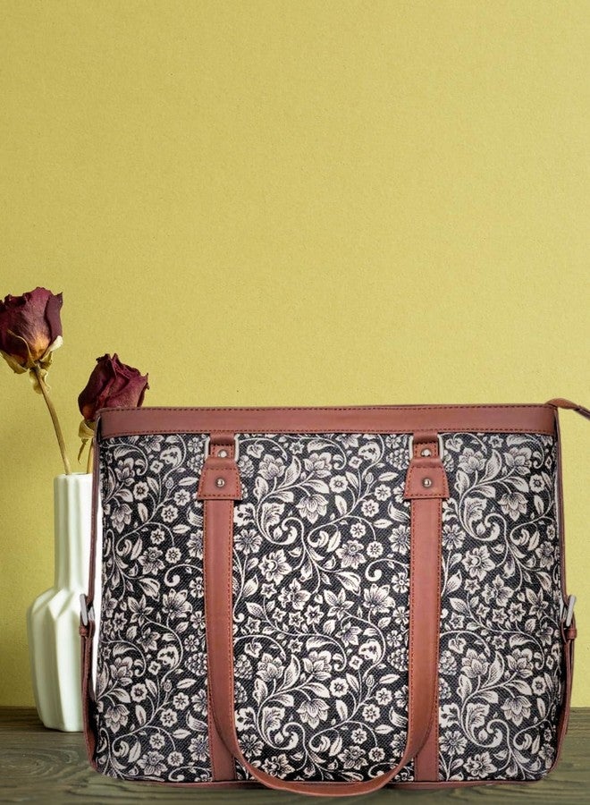 LIKE STYLE Ethnic Pattern Canvas & PU Rexine Sholder bag (Multicolor) - Image 3