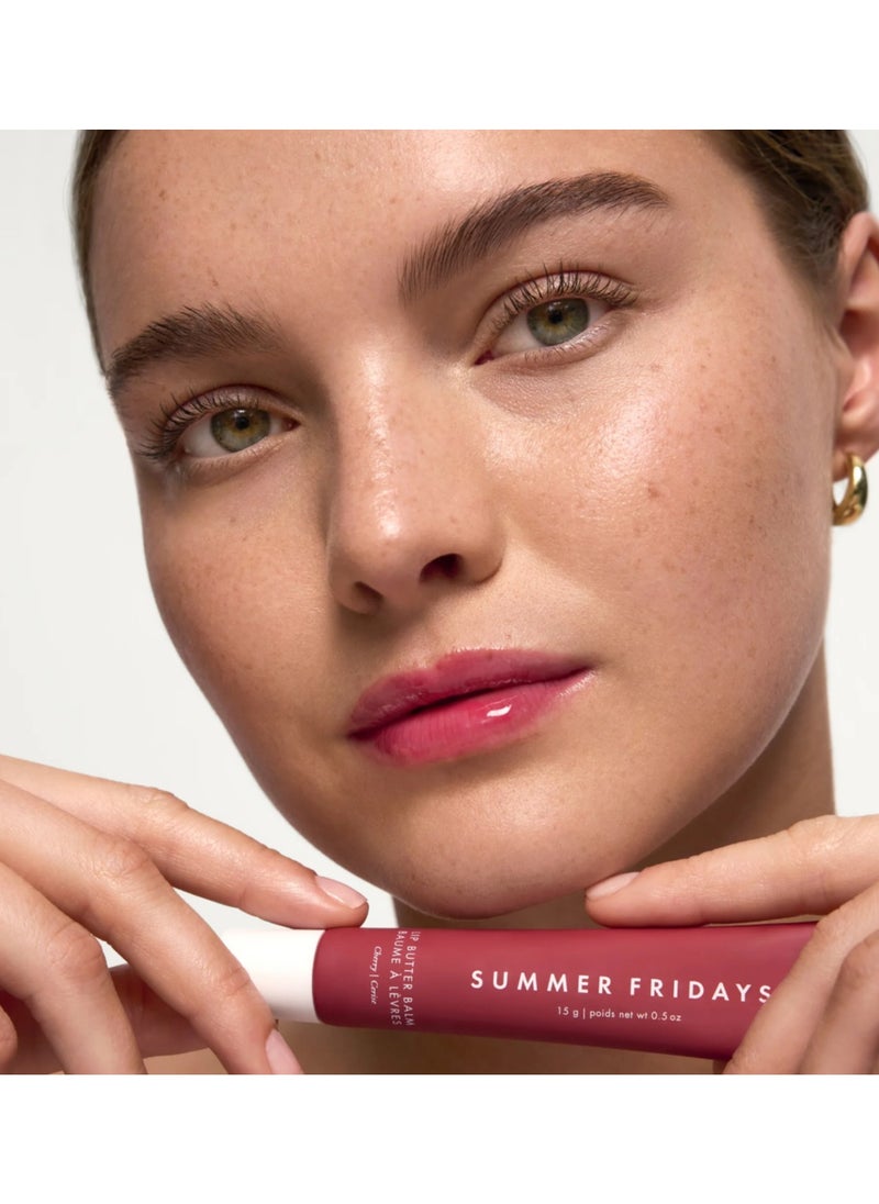 سامر فرايدايز مرطب زبدة الشفاه Summer Fridays - قناع الشفاه المرطب ومرطب الشفاه لترطيب فوري ولمعان وترطيب - عناية شفافة بالشفاه ومهدئة - فانيليا (.5 أونصة)  - Image 2