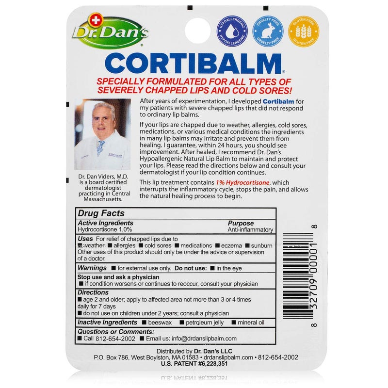 Dr. Dans Cortibalm- 3 Pack- for Dry Cracked Lips - Healing Lip Balm for Severely Chapped Lips - Designed for Men, Women and Children - Image 2
