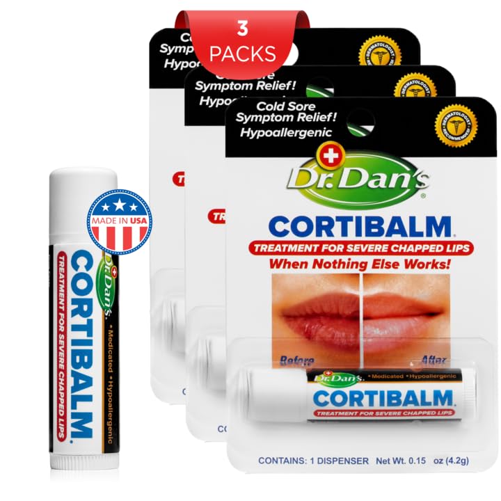 Dr. Dans Cortibalm- 3 Pack- for Dry Cracked Lips - Healing Lip Balm for Severely Chapped Lips - Designed for Men, Women and Children - Image 3