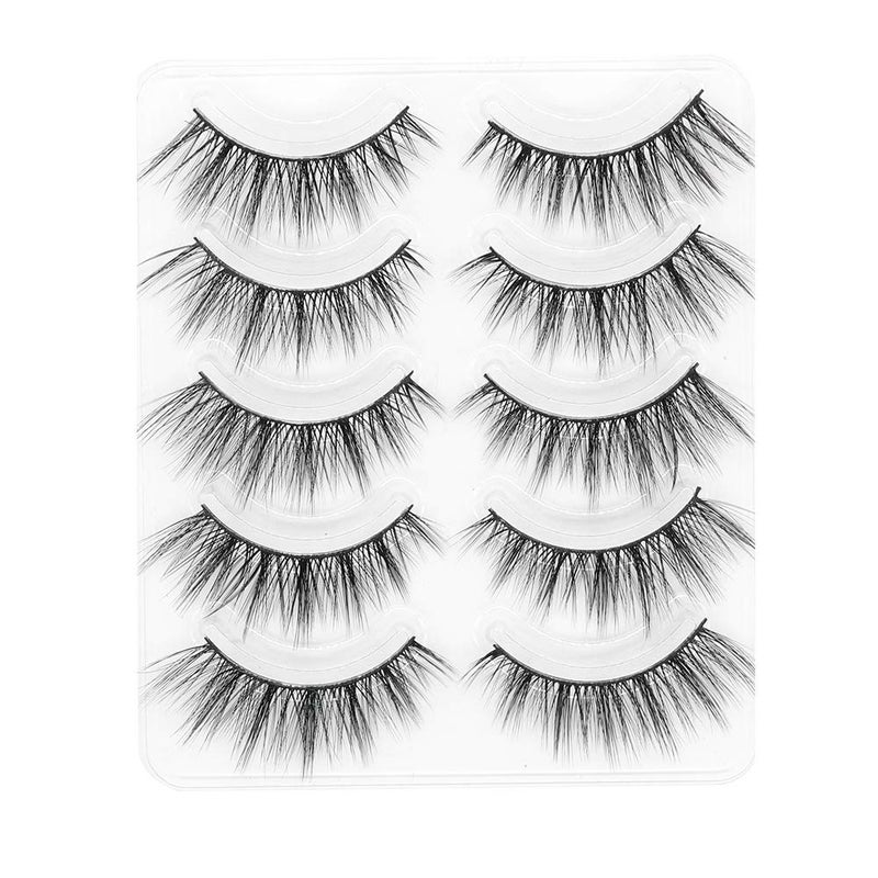 PURELEOR Natural Look Eyelashes 3D Mink Cat Eye Lash Wispies 15mm Manga Lashes 5 Pairs Soft Reusable False Eyelashes Lightweight, No Glue Included - Image 2