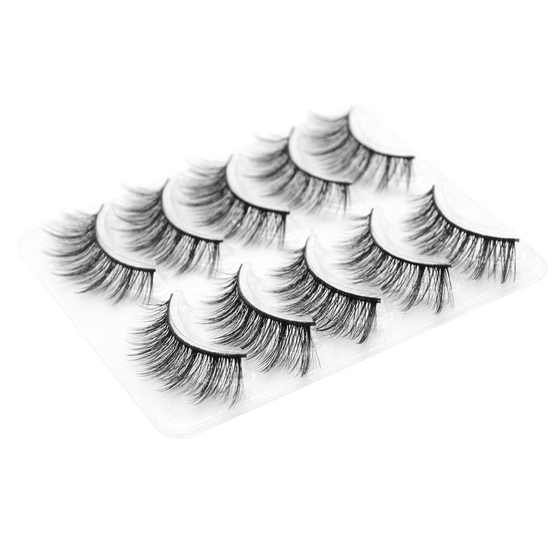 PURELEOR Natural Look Eyelashes 3D Mink Cat Eye Lash Wispies 15mm Manga Lashes 5 Pairs Soft Reusable False Eyelashes Lightweight, No Glue Included - Image 3