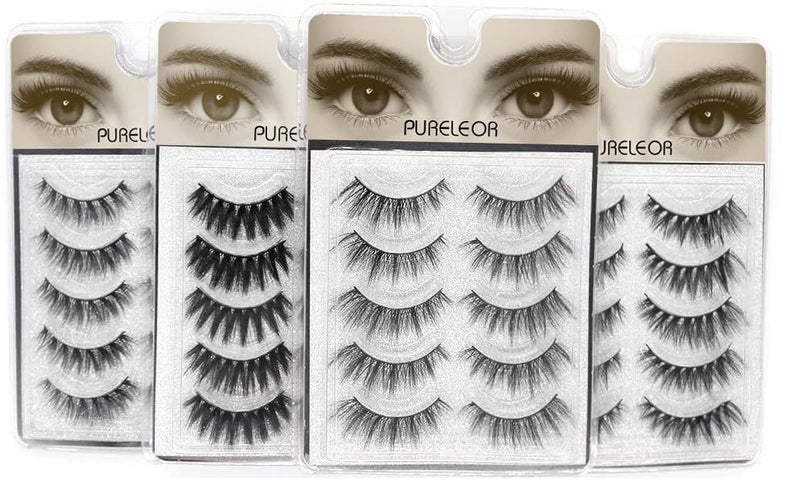 PURELEOR Natural Look Eyelashes 3D Mink Cat Eye Lash Wispies 15mm Manga Lashes 5 Pairs Soft Reusable False Eyelashes Lightweight, No Glue Included - Image 4