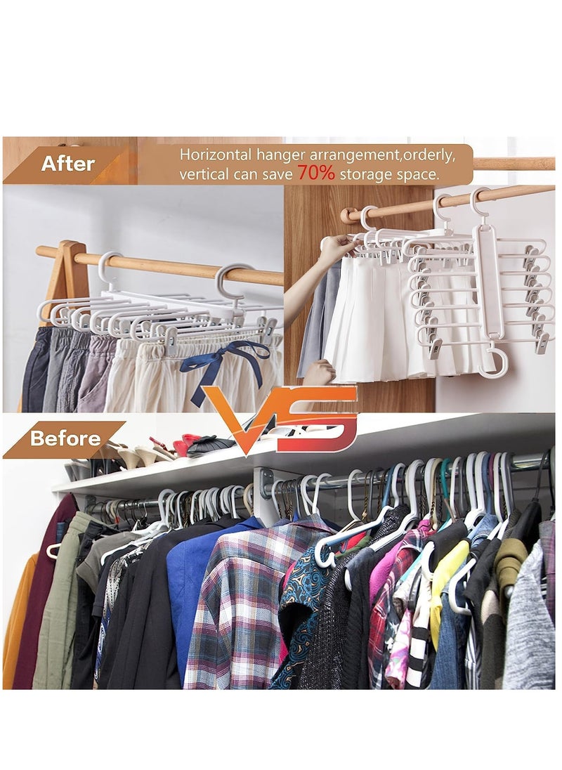 SYOSI - 6 Tier Skirt Hangers Space Saving with Adjustable Clips Non-Slip Pants Hangers Space Saving for Closet Clip Hangers for Pant Skirts  Shorts  Free 18 PCS New Hanger Hooks for Closet - Image 1