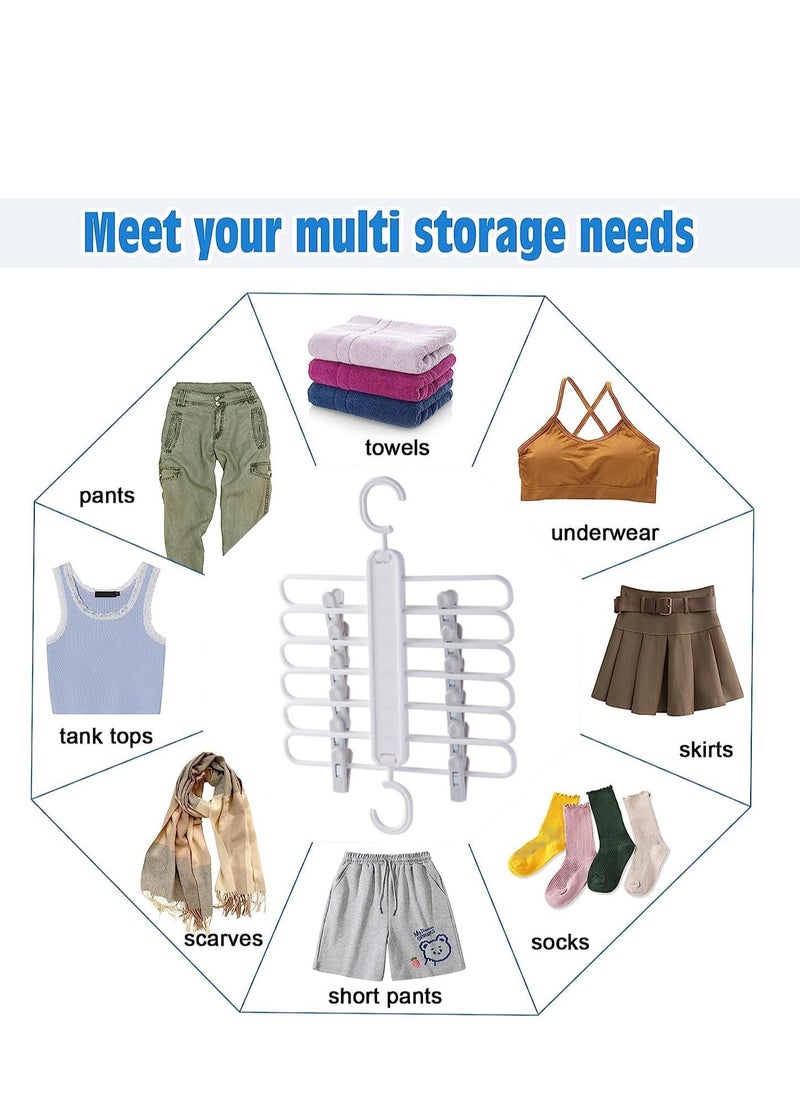 SYOSI - 6 Tier Skirt Hangers Space Saving with Adjustable Clips Non-Slip Pants Hangers Space Saving for Closet Clip Hangers for Pant Skirts  Shorts  Free 18 PCS New Hanger Hooks for Closet - Image 1