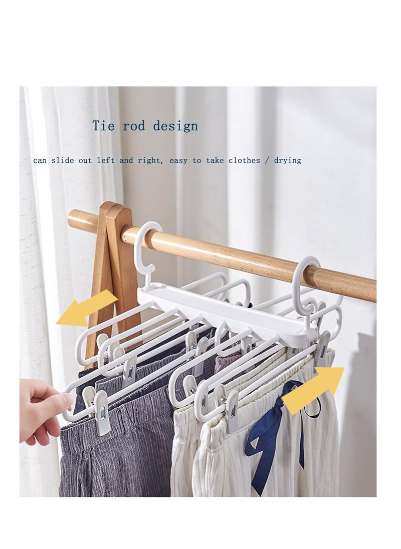 SYOSI - 6 Tier Skirt Hangers Space Saving with Adjustable Clips Non-Slip Pants Hangers Space Saving for Closet Clip Hangers for Pant Skirts  Shorts  Free 18 PCS New Hanger Hooks for Closet - Image 1