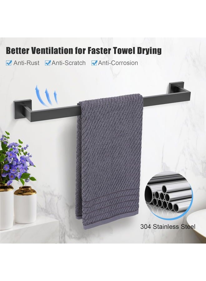 TURS 10-Piece Bathroom Hardware Accessories Set Matte Black Towel Bar Holder Set SUS304 Stainless Steel Towel Racks for Bathroom Wall Mounted, 23.6-Inch - Image 2