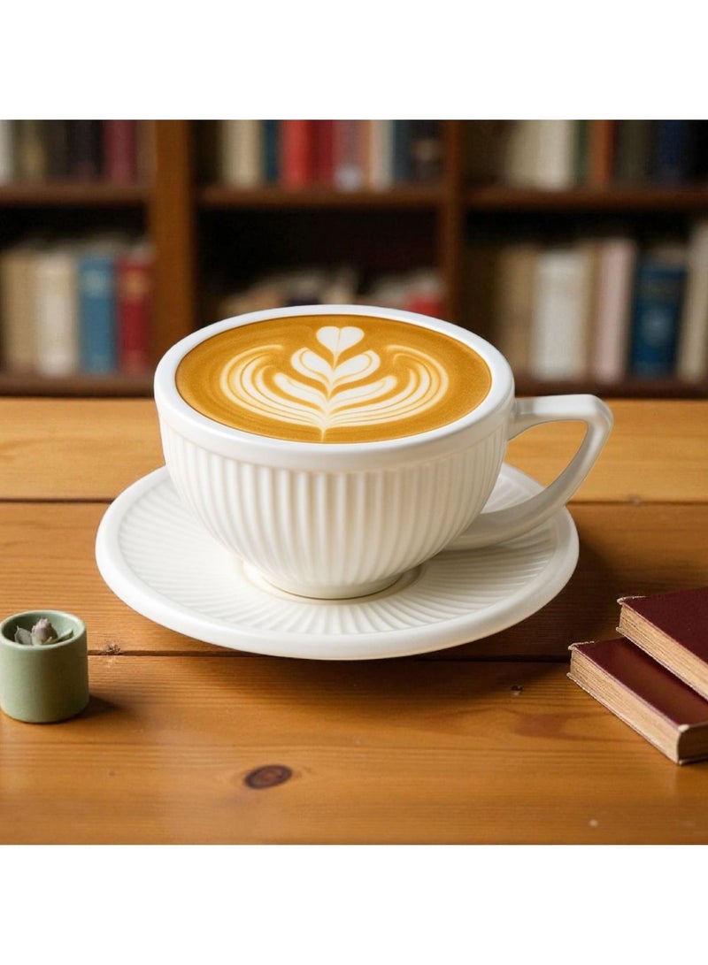 فنجان مع طبق من البورسلين عالي الجودة سعة 280 مل باللون الأبيض ليعكس لمسة فاخرة من الرقي والفخامة - Image 4