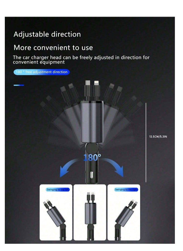 CHARGE - Single 1H car charger with fast charging cable, 4-in-1 case for memory expansion, trailer adapter for spark plug with fast charging support - Image 1