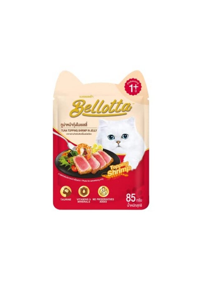 Bellotta Dogsncats Bellotta Premium Wet Food for Cats and Kittens, Tuna & Salmon X 2 + Tuna X 2 + Mackerel X 2 + Tuna with Chicken X 2 + Shirasu X 2 + Shrimp X 2, Orange, 85 G (Pack of 12)