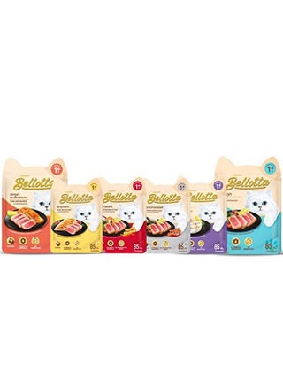 Bellotta Dogsncats Bellotta Premium Wet Food for Cats and Kittens, Tuna & Salmon X 2 + Tuna X 2 + Mackerel X 2 + Tuna with Chicken X 2 + Shirasu X 2 + Shrimp X 2, Orange, 85 G (Pack of 12) - pzsku/Z4DF2D099755BF532E996Z/45/_/1737721317/9d08a6e2-a9b4-4f78-b6f7-3992ac8d19f8