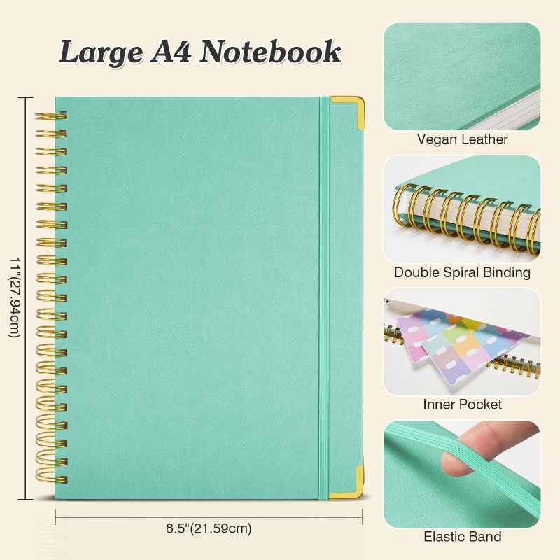 OMEYA Graph Paper Notebook, Spiral Grid Notebook 8.5" X 11", Hardcover Leather Journal 300 Pages, 100GSM Thick Grid Paper Notebook, Large A5 Graphing Notebook Journal for Women Men Writing Engineering Work - Image 5