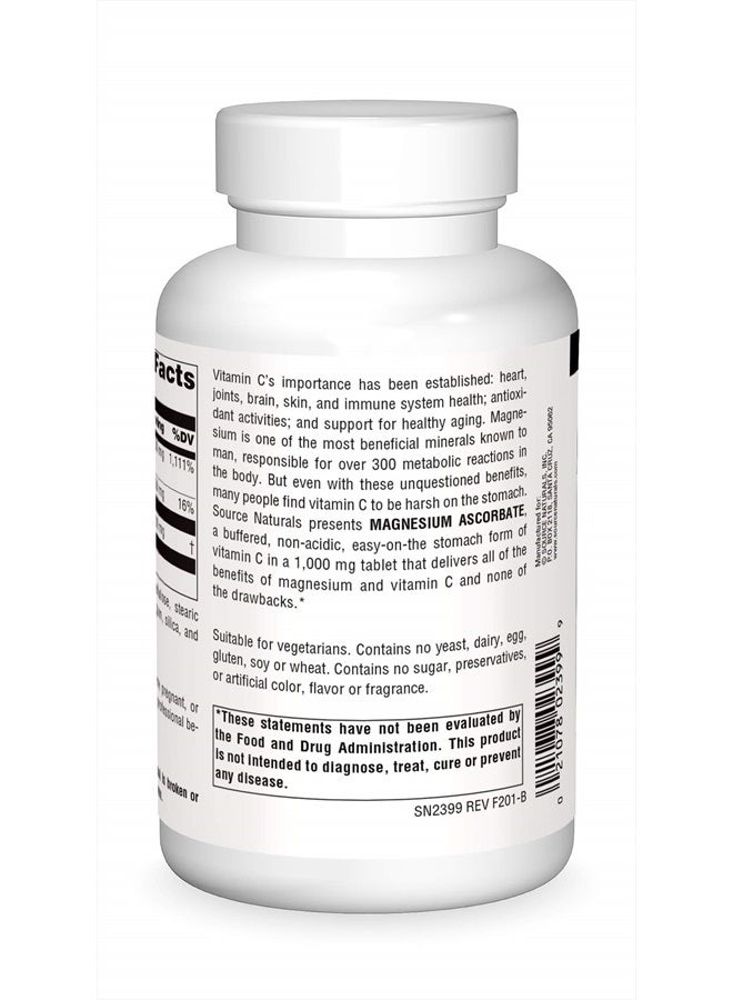Source Naturals Magnesium Ascorbate, 1000 Mg Tablet, 120 Count - Image 2