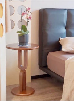 fashionhome Multifunction Geometric Design Side Table Round End Table Solid Wood Bedside Table for Living Room Bedroom Balcony Office 40x60 cm  - Image 2