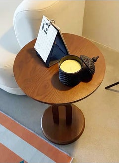 fashionhome Multifunction Geometric Design Side Table Round End Table Solid Wood Bedside Table for Living Room Bedroom Balcony Office 40x60 cm  - Image 5