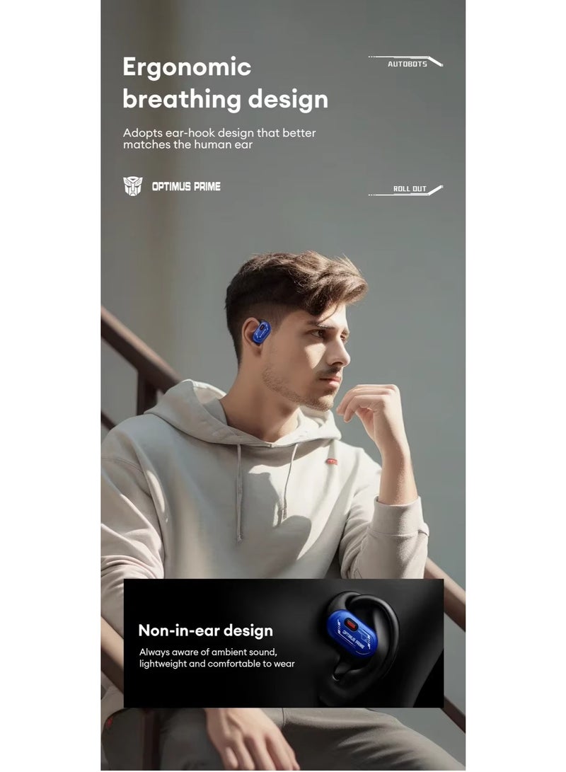 TRANSFORMERS Open-Ear 5.4 Bluetooth Headphones, Wireless Earbuds with Comfortable Fit, Hi-Fi Stereo Sound, Noise Cancelling Mic, Long Battery Life & Sports Design TF-T15 – Bumblebee Edition - Image 5