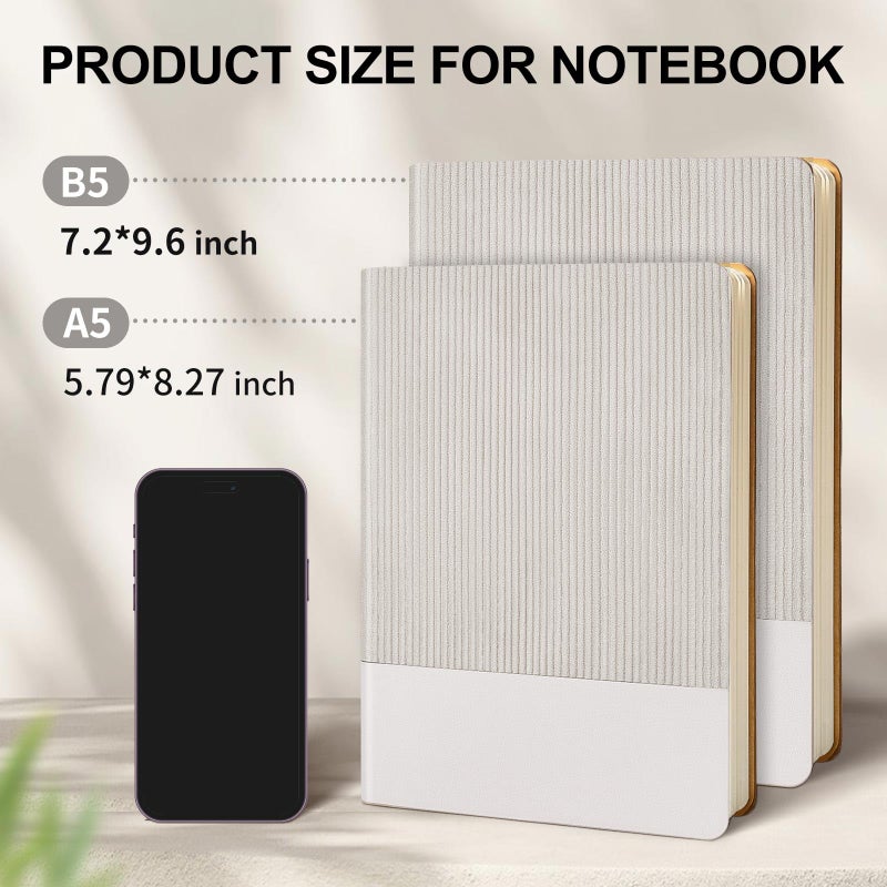 TSFPapier Lined Journal Notebook for Work College Ruled Note Book 5.79"x8.27" A5 PU Leather Daily Journaling 216 Pages for Women Men Writing Home School Supplies Business (Grey) - Image 2