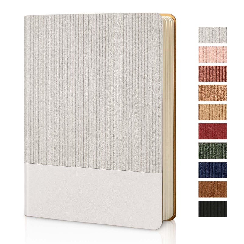 TSFPapier Lined Journal Notebook for Work College Ruled Note Book 5.79"x8.27" A5 PU Leather Daily Journaling 216 Pages for Women Men Writing Home School Supplies Business (Grey) - Image 1