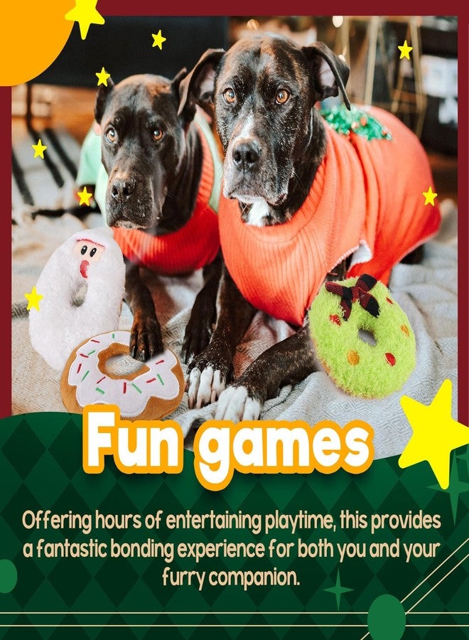أوول فور بوز ألعاب عيد الميلاد للكلاب من ALL FOR PAWS AFP، ألعاب قطيفة متينة تصدر صوتاً عند الضغط عليها، عبوة من 3 قطع بتصميم دونات عيد الميلاد لألعاب الجلب، هدية تفاعلية لعيد الميلاد للكلاب الصغيرة والمتوسطة والكبيرة - Image 4