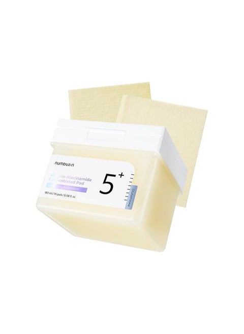 Numbuzin No.5+ Niacinamide Concentrated Toner Pads - 70 Pads With Glutathione, Niacinamide, Pha & Lha | 180Ml Korean Skincare Set