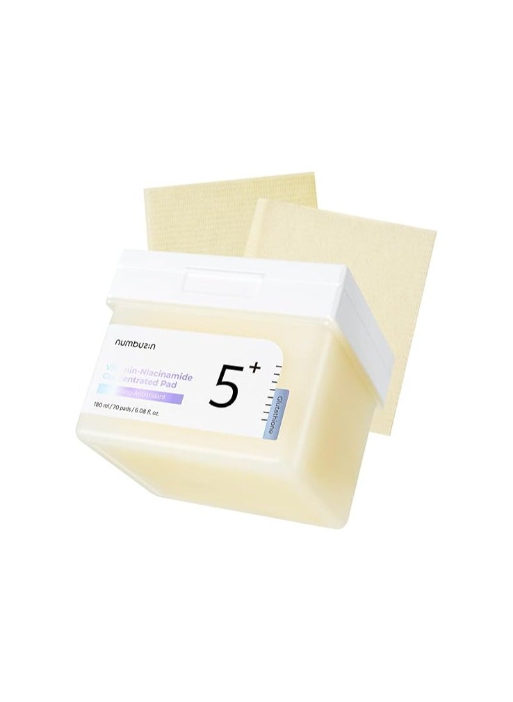 numbuzin - Numbuzin No.5+ Niacinamide Concentrated Toner Pads - 70 Pads With Glutathione, Niacinamide, Pha & Lha | 180Ml Korean Skincare Set - Image 1
