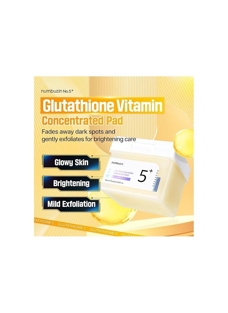 numbuzin - Numbuzin No.5+ Niacinamide Concentrated Toner Pads - 70 Pads With Glutathione, Niacinamide, Pha & Lha | 180Ml Korean Skincare Set - Image 1