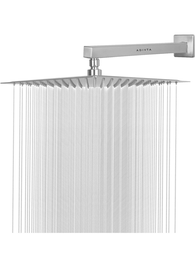 ADIVTA Adivta Mirror Stainless Steel 8 8304 Square Ultra Slim High Pressure Rainfall Shower Head for bathroom With 24inch Arm Fit Pack of 1  - Image 1