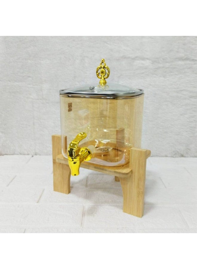 Glass juice dispenser with a wooden base - Image 2