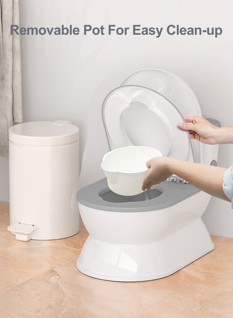 Babyomi 2-in-1 Toddler Potty Training Toilet - Larger Potty Chair & Detachable Training Seat for Boys & Girls Ages 1-3 with Flushing Sound, Wipes Storage, Toilet Paper Holder - Image 2