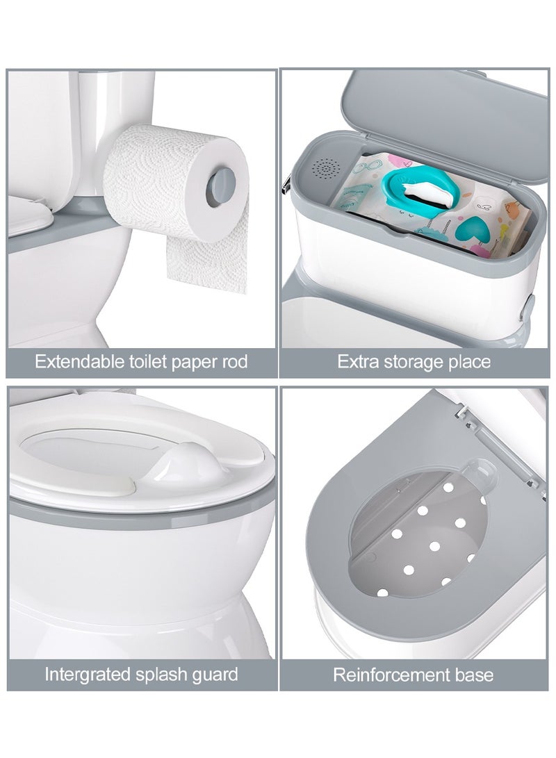 Babyomi 2-in-1 Toddler Potty Training Toilet - Larger Potty Chair & Detachable Training Seat for Boys & Girls Ages 1-3 with Flushing Sound, Wipes Storage, Toilet Paper Holder - Image 3