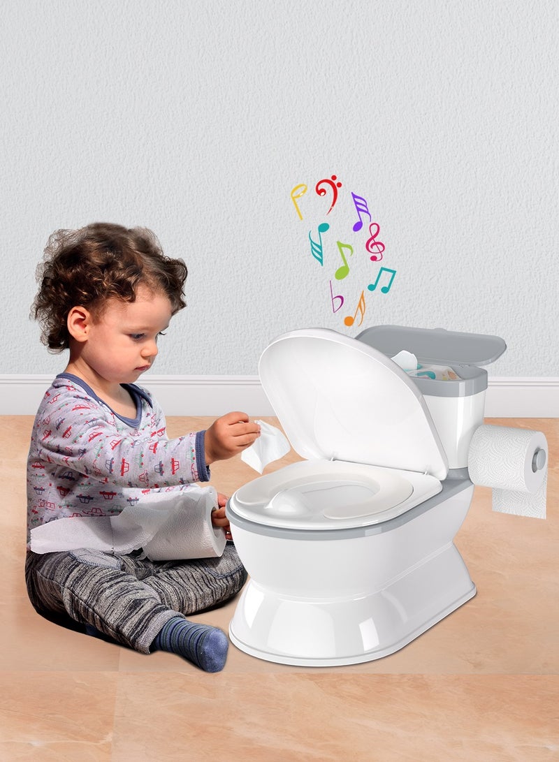 Babyomi 2-in-1 Toddler Potty Training Toilet - Larger Potty Chair & Detachable Training Seat for Boys & Girls Ages 1-3 with Flushing Sound, Wipes Storage, Toilet Paper Holder - Image 4
