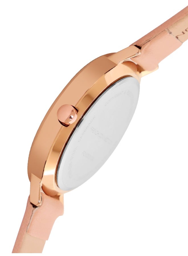French Connection Women's Rose Gold Dial Rose Gold Leather Strap Analog Watch 34mm - Image 4