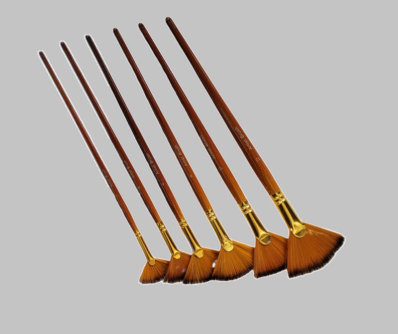 Definite Definite Art Taklon Hair Artists Hobbyists Brush Set (Fan Brushes Sizes- 2, 4, 6, 8, 10, 12) for Blending, Texture, Special Effects, Grass, Fur, Foliage. Multicolour - Image 4