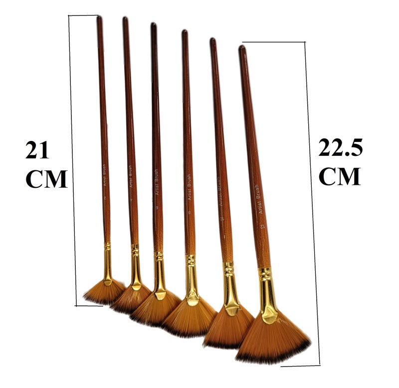 Definite Definite Art Taklon Hair Artists Hobbyists Brush Set (Fan Brushes Sizes- 2, 4, 6, 8, 10, 12) for Blending, Texture, Special Effects, Grass, Fur, Foliage. Multicolour - Image 5