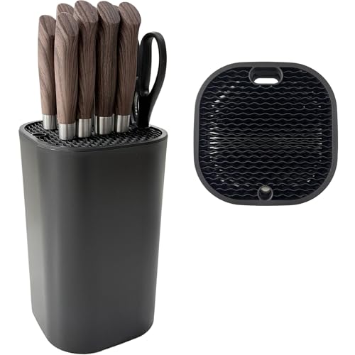 Mulikeer Knife Block without Knives,Universal Square Knife Holder,Kitchen Knife Storage Organizer Stand Rack for Countertop Space Saving (Black, Large) - Image 1