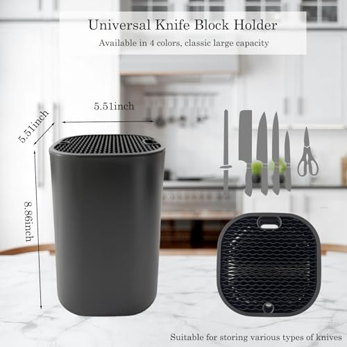 Mulikeer Knife Block without Knives,Universal Square Knife Holder,Kitchen Knife Storage Organizer Stand Rack for Countertop Space Saving (Black, Large) - Image 2